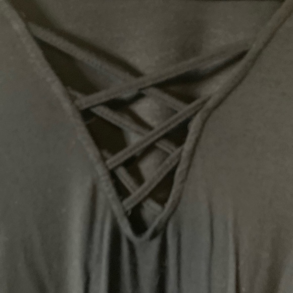 Kontrol Long Sleeve Blouse Lattice Front Embroidered Elbows Size 1X - Picture 4 of 6